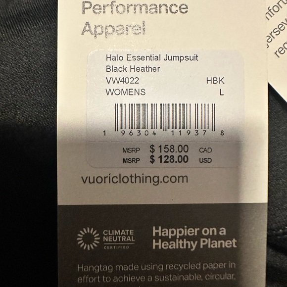 Vuori Black Essential Jumpsuit Size Large NWT - Picture 14 of 14